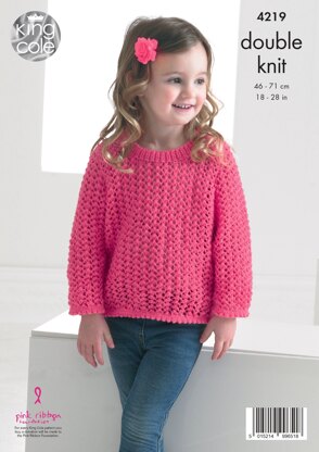 Girls Lace Cardigan and Sweater in King Cole Big Value Baby DK - 4219 - Downloadable PDF