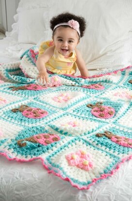 Bugs and Blooms Blanket in Red Heart Super Saver Economy Solids - LW3736