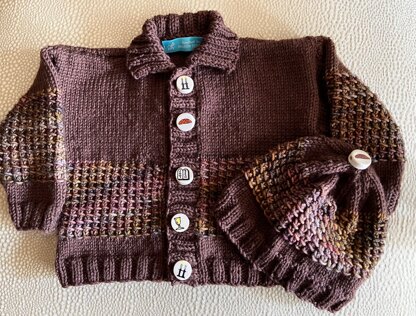 Challah Boy's Cardigan & Hat Set