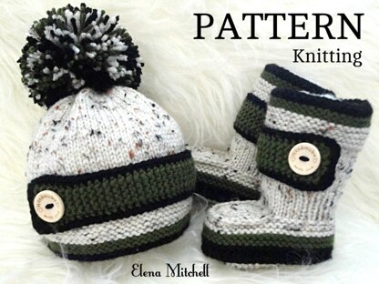 Pattern Knitted Baby Hat Baby Booties with Belt Baby Boy Baby Girl