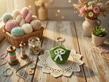 Crochet Bag Keychain Pattern – Mini Purse Charm PDF + Video Tutorial