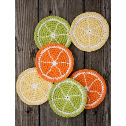 Citrus Slice Coasters in Lily Sugar 'n Cream Solids - Downloadable PDF