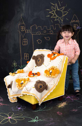 Lions and Tigers and Bears Blanket in Red Heart Super Saver Economy Solids - LW4684 - Downloadable PDF
