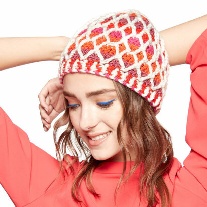Honeycomb Crochet Hat in Caron x Pantone - Downloadable PDF