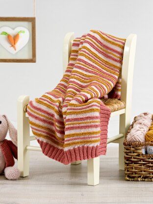 Bambi Striped Blanket in West Yorkshire Spinners Bo Peep Luxury Baby DK - Downloadable PDF