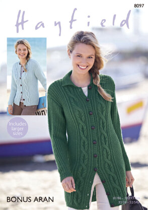 Cardigans in Hayfield Bonus Aran - 8097 - Downloadable PDF | LoveCrafts