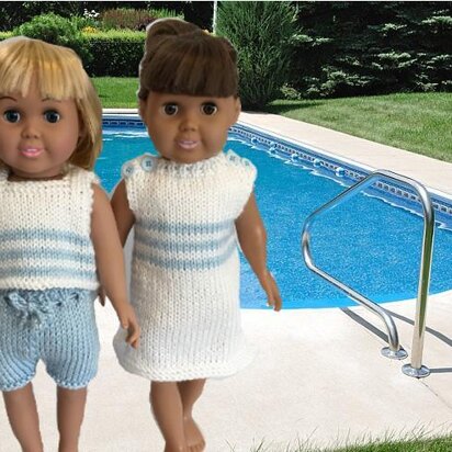 Cool By The Pool, Knitting Patterns fit American Girl and other 18-Inch Dolls - Immediate Download - PDF