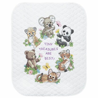 Dimensions Stamped Cross Stitch Kit: Quilt: Baby Animals - 86 x 109cm