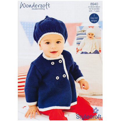 Baby Beret and Coat in Stylecraft Wondersoft DK - 8940