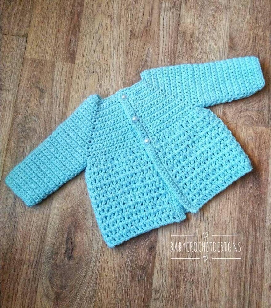Baby V Stitch Cardigan Crochet pattern by BabyCrochetDesigns