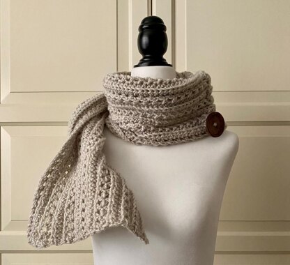 Easy Crochet Scarf Pattern: Cute-N-Easy Buttoned Cowl-Scarf