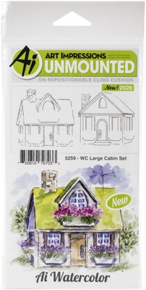 Art Impressions Watercolor Cling Rubber Stamps - WC Large Cabin