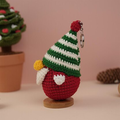 Gnome Wearing Green And White Hat Crochet Ornaments