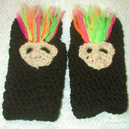 Troll Fingerless Gloves Toddler to Adult