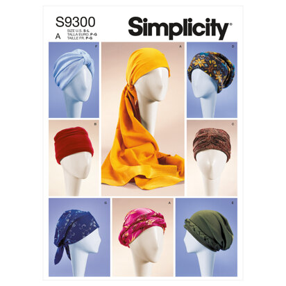 Simplicity Misses' Turbans, Headwraps & Hats S9300 - Paper Pattern, Size A (S-M-L)