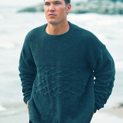 Men's Tilework Textured Pullover in Patons Classic Wool Worsted