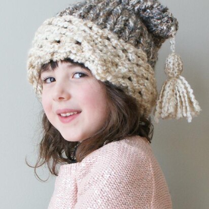 Chunky Double Tassel Hat (Hat005) - knitting pattern