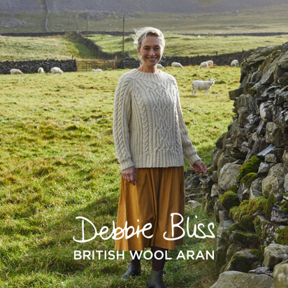 Cabled Raglan Sweater -  Knitting Pattern for Women in Debbie Bliss British Wool Aran by Debbie Bliss