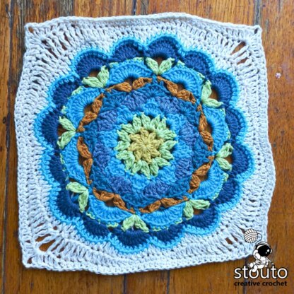 Forget Me Not Flower Granny Blanket Square