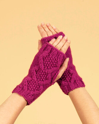 "Snowfall Wristwarmers" - Gloves Knitting Pattern For Women in Paintbox Yarns Simply Aran - Aran-Acc-003