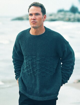 Men's Tilework Textured Pullover in Patons Classic Wool Worsted