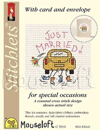 Mouseloft Just Married Card Occasions Stitchlets Cross Stitch Kit - 100 x 125 x 12
