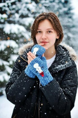 Snowman Fingerless Gloves