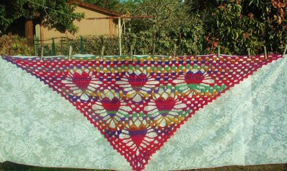 Titillating Tessallating Hearts Shawl