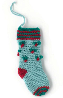 "Holly Stocking" - Stocking Crochet Pattern For Christmas in Paintbox Yarns Simply DK - DK-XMAS-CRO-002