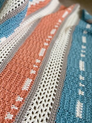 Peaches and Teal Crochet Baby Blanket