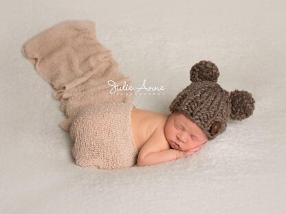 Double Pompom Winter Hat Hat Ears Bear Children Baby