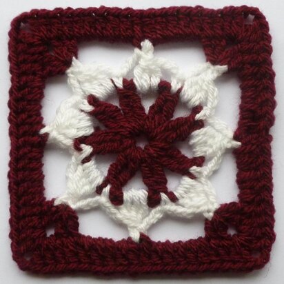 Crochet Granny Square Floral Afghan Block Motif LD-0118
