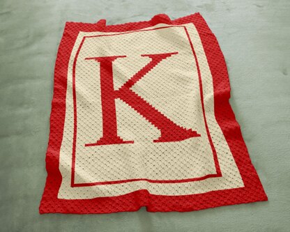 Initial Letter K Blanket C2C Crochet Pattern Alphabet Afghan Kids Room Decor Throw