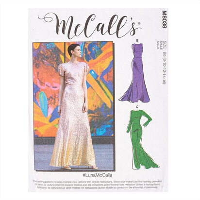 McCall's #LunaMcCalls - Misses' & Women's Special Occasion Dresses M8038 - Sewing Pattern