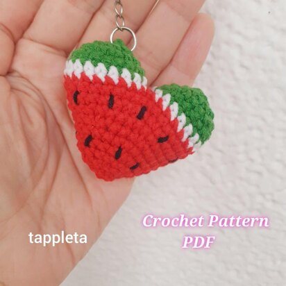 Watermelon heart keychain crochet pattern