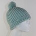 Simple Aran Fishermans Rib Bobble Beanie Hat