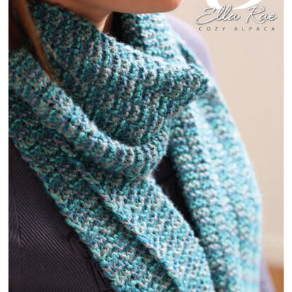 Striped Garter Rib Scarf in Ella Rae Cozy Alpaca - ER5-03 - Downloadable PDF