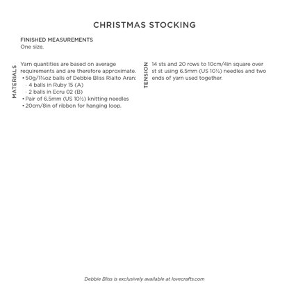 Christmas Stocking - Knitting Pattern for Christmas in Debbie Bliss Rialto Aran
