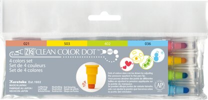 ZIG Kuretake ZIG Clean Color Dot Dual-Tip Markers 4/Pkg - Assorted Colors