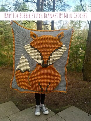 Baby Fox Bobble Stitch Blanket UK terminology by Melu Crochet