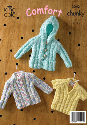 Jacket, Cardigan and Slipover in King Cole Comfort Chunky & Multy CHunky - 3042