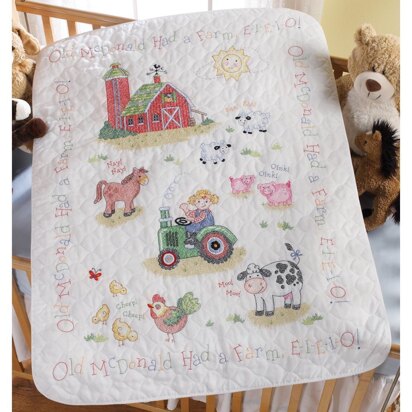 Bucilla On the Farm Stamped Cross Stitch Crib Cover Kit - 34in x 43in
