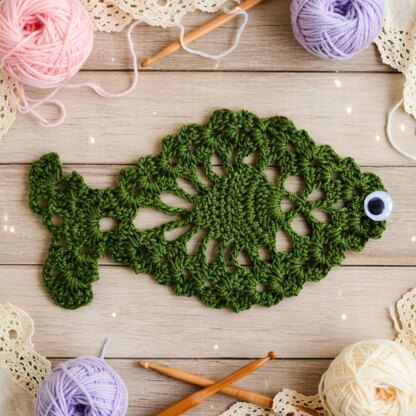 Crochet Fish Coaster Pdf + Video Tutorial