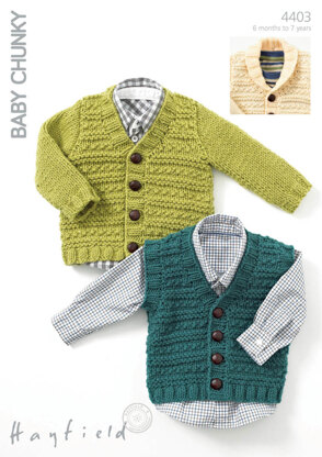 Textured Cardigan and a Waistcoat in Hayfield Baby Chunky - 4403