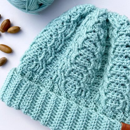 Neo Mint Crochet Cable Hat