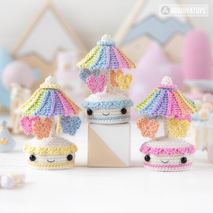 Amigurumi Crochet Pattern for kawaii music box carousel butterfly by AradiyaToys gift tutorial PDF file easy amigurumi pattern DIY project by AradiyaToys (Olka Novytska)