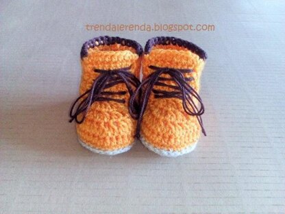 Patucos de bebé estilo botas Timberland Crochet pattern Lucía | Trenda Lerenda |