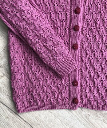 Textured Cardigan with Eyelet Patterning