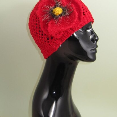 Big Poppy Chunky Lace Skullcap Hat