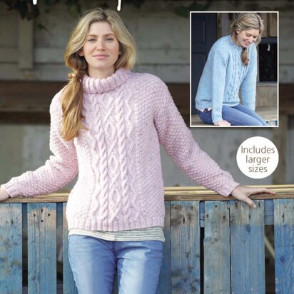 Sweaters in Hayfield Bonus Aran Tweed with Wool - 7988 - Downloadable PDF